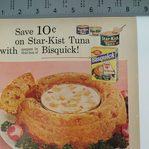 1958 Star-Kist Tuna Ad Bisquick Ring Recipe Betty Crocker MCM Print Ad Ephemera - Picture 7 of 9